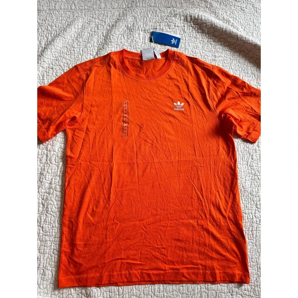Adidas Mens Trefoil Logo T-Shirt Orange Short Sleeve Size Medium